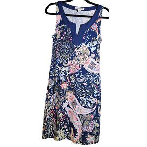 Tommy Bahama Womens Navy Paisley Sleeveless Split Neck Dress Size XS Vaca dress